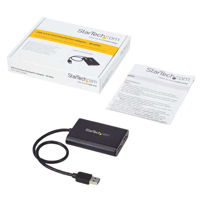 StarTech.com Adaptador Gráfico Externo USB 3.0 a DisplayPort Doble | Conversor USB 3.0 a DP con Video Doble 4K 60Hz
