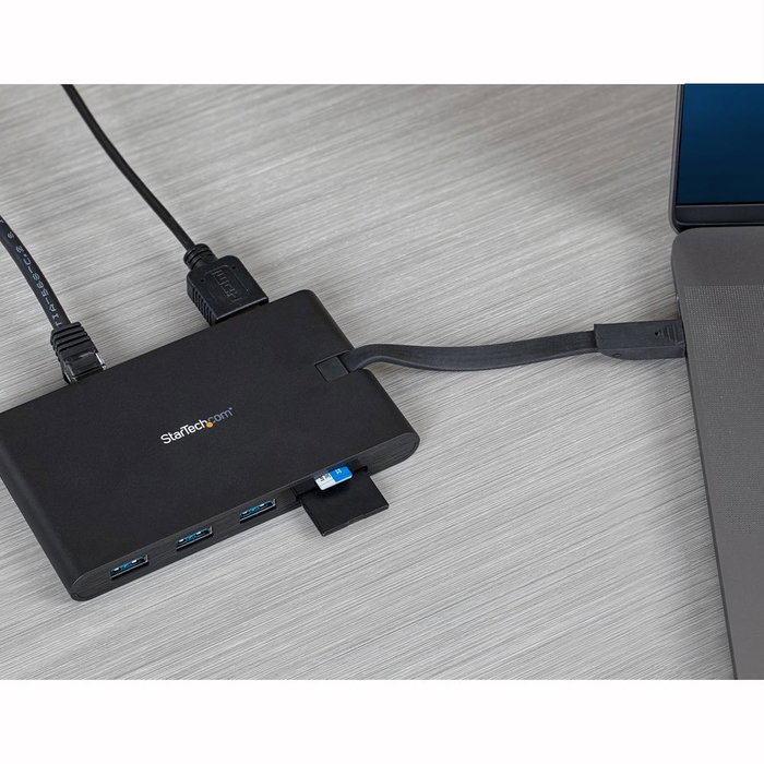 Startechcom Docking Station 9 En 1 USB-C Hub con HDMI, VGA, Ethernet, USB 3.0 y Lector de Tarjetas SD/microSD, Hasta 100W Power Delivery, Negro