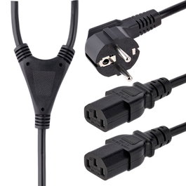 Startech Cable de alimentación para ordenador Schuko CEE7 a 2x C13 en Y, 2m