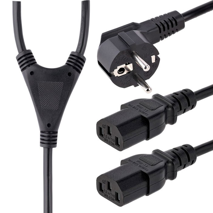 Startech Cable de alimentación para ordenador Schuko CEE7 a 2x C13 en Y, 2m Startech Cable de alimentación para ordenador Schuko CEE7 a 2x C13 en Y, 2m