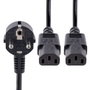 Startech Cable de alimentación para ordenador Schuko CEE7 a 2x C13 en Y, 2m