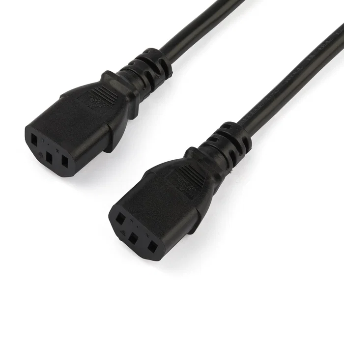 StarTech Cable de Alimentación Y PXT101YEU2M Negro 2m - Enchufe Schuko UE CEE7/7 a 2 Conectores IEC C13 250V 10A para Ordenador, Monitor