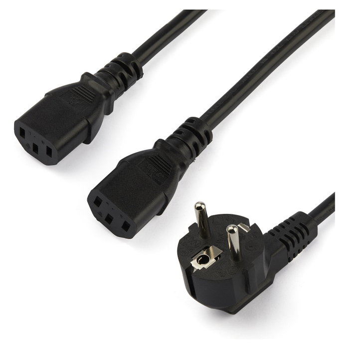 StarTech.com Cable de Alimentación en Y de 2m, Schuko a 2x C13, Negro StarTech.com Cable de Alimentación en Y de 2m, Schuko a 2x C13, Negro
