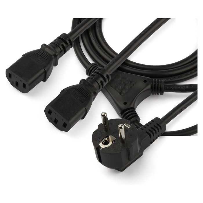StarTech.com Cable de Alimentación en Y de 2m, Schuko a 2x C13, Negro StarTech.com Cable de Alimentación en Y de 2m, Schuko a 2x C13, Negro