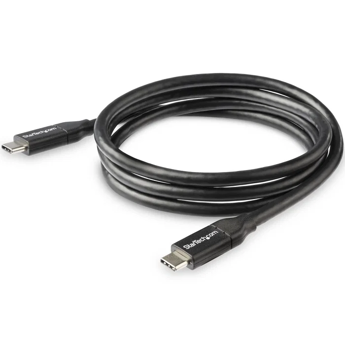 StarTech Cable USB-C a USB-C 1m Negro - USB 2.0 para Carga Rápida 100W/5A - Certificado USB-IF - Compatible Thunderbolt 3
