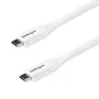 Startech USB2C5C2MW Cable USB-C a USB-C 2m, Blanco, 5A/100W (USB-IF Certified), USB 2.0, Carga Rápida, Compatible con MacBook Pro, Chromebook y Thunderbolt 3