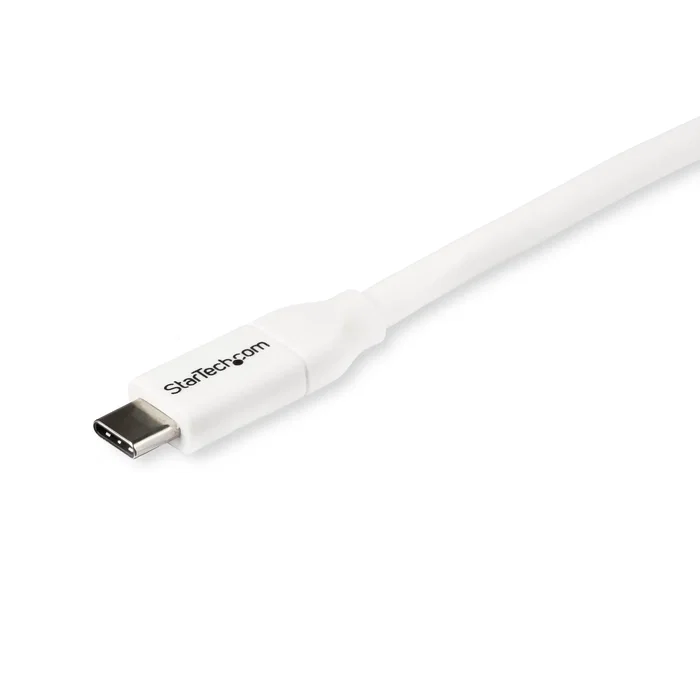 Startech USB2C5C2MW Cable USB-C a USB-C 2m, Blanco, 5A/100W (USB-IF Certified), USB 2.0, Carga Rápida, Compatible con MacBook Pro, Chromebook y Thunderbolt 3