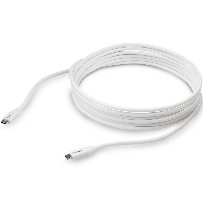 Startech Cable USB-C 4m Blanco Certificado PD 5A, 100W, Carga Rápida para Portátil, Tablet, Teléfono
