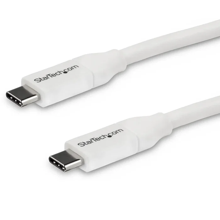 StarTech Cable USB-C a USB-C 4m Blanco, USB 2.0 con Power Delivery PD 5A / 100W Certificado USB-IF, Para Cargar MacBook, Chromebook y Dispositivos Móviles