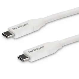 StarTech Cable USB-C a USB-C 4m Blanco, USB 2.0 con Power Delivery PD 5A / 100W Certificado USB-IF, Para Cargar MacBook, Chromebook y Dispositivos Móviles