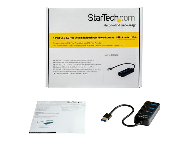 Startechcom HB30C4AIB Hub USB 3.0 de 4 Puertos con Interruptores Individuales