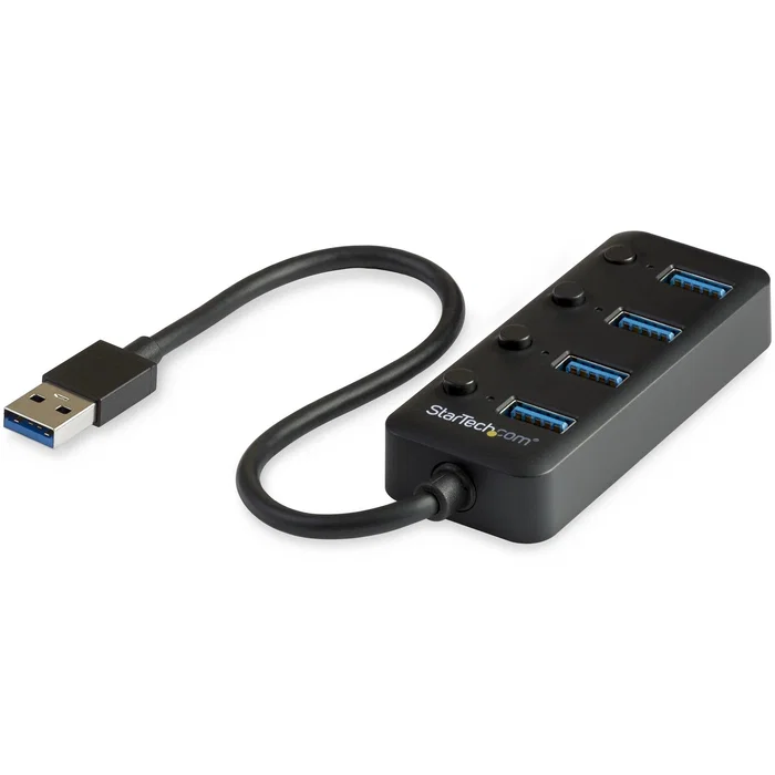 StarTech.com Hub USB 3.0 de 4 Puertos con Interruptores Individuales Negro StarTech.com Hub USB 3.0 de 4 Puertos con Interruptores Individuales Negro