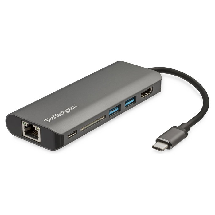 StarTech.com Adaptador USB-C a HDMI 4K con PD 60W, Ethernet GbE, 2 USB 3.0, Lector SD/SDHC/MicroSD - Hub de Puerto Tipo C - Mini Dock para Viajes StarTech.com Adaptador USB-C a HDMI 4K con PD 60W, Ethernet GbE, 2 USB 3.0, Lector SD/SDHC/MicroSD - Hub de Puerto Tipo C - Mini Dock para Viajes