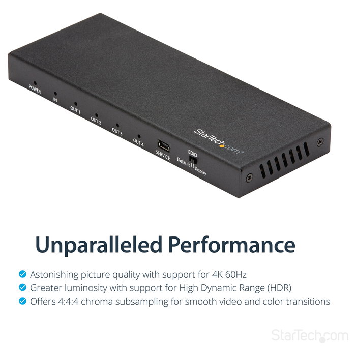 StarTech.com Splitter HDMI de 4 Puertos 4K 60Hz ST124HD202 StarTech.com Splitter HDMI de 4 Puertos 4K 60Hz ST124HD202