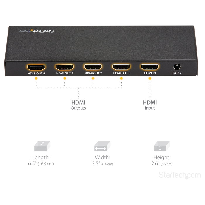 StarTech.com Splitter HDMI de 4 Puertos 4K 60Hz ST124HD202 StarTech.com Splitter HDMI de 4 Puertos 4K 60Hz ST124HD202