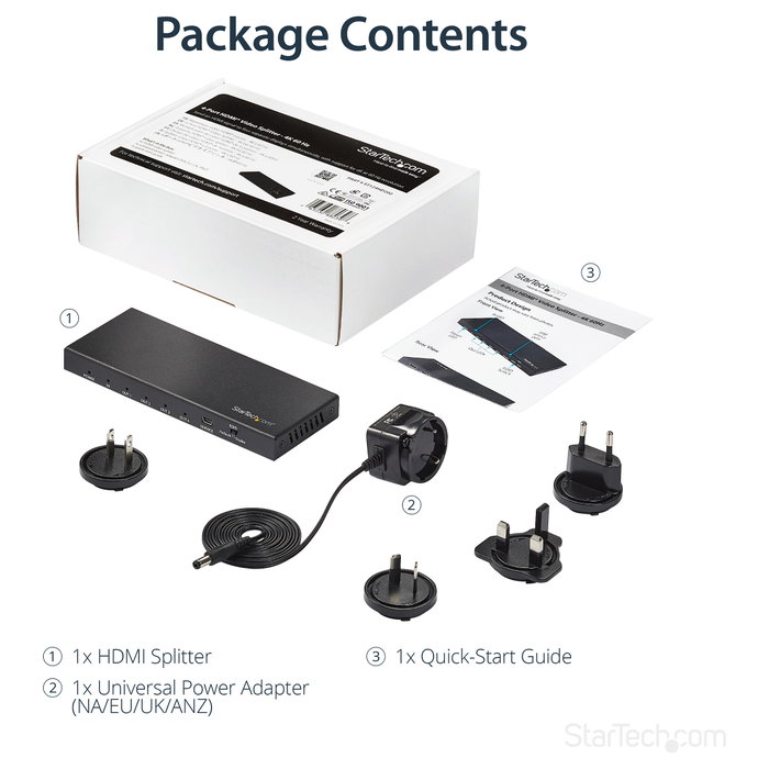 StarTech.com Splitter HDMI de 4 Puertos 4K 60Hz ST124HD202 StarTech.com Splitter HDMI de 4 Puertos 4K 60Hz ST124HD202