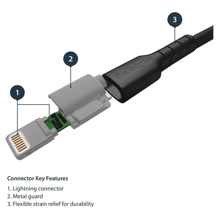 StarTech.com Cable USB-A a Lightning de 1 m, Certificado MFi, Negro
