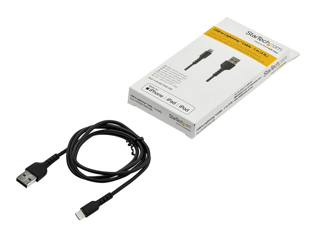 Startech FCL1MAUBBK Cable USB a Lightning MFI Apple Certificado 1m (1 Metro) Negro