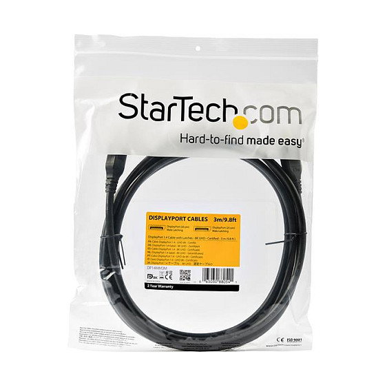 StarTech.com Cable DisplayPort 1.4 Monitorkabel DP a DP 3m Negro - VESA Certificado 8K 60Hz 4K 120Hz HBR3 HDR 7680x4320 Píxeles
