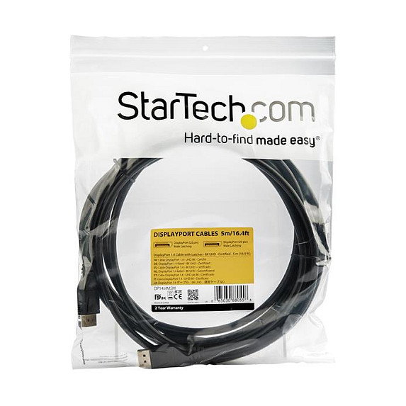 StarTech Cable DisplayPort 1.4 5m VESA Certified - Cable DP a DP - 8K60Hz, HBR3, HDR, 4K120Hz, 7680x4320 - Negro