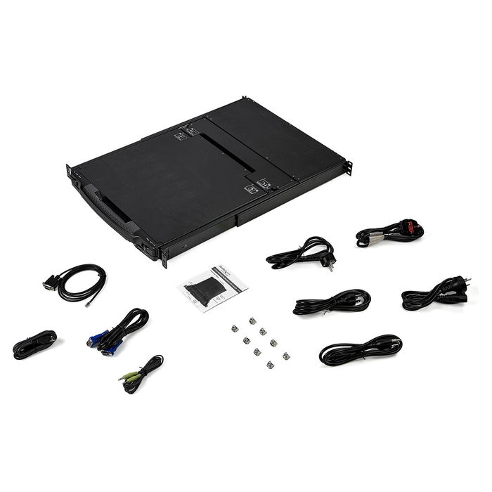 StarTech KVM Console Rack 1U - Monitor LCD 17" HD 1080p - Switch KVM con Puertos DVI & VGA, Teclado USB y Cables Incluidos - RackConsoleHD