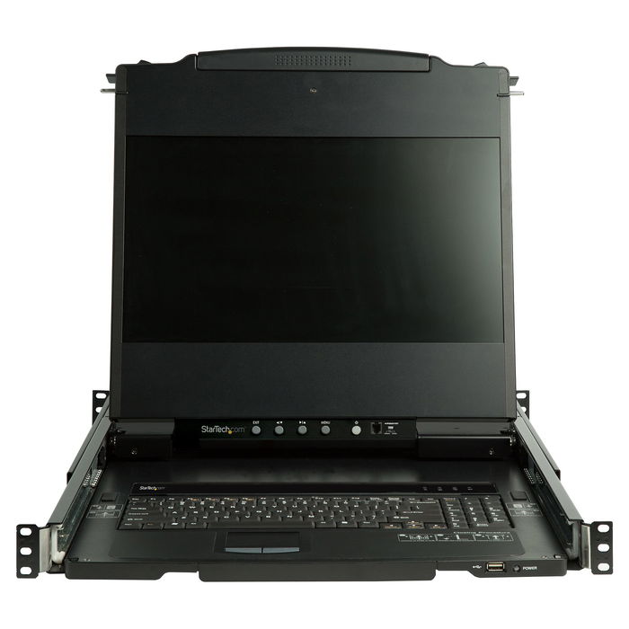 StarTech KVM Console Rack 1U - Monitor LCD 17" HD 1080p - Switch KVM con Puertos DVI & VGA, Teclado USB y Cables Incluidos - RackConsoleHD