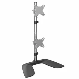 StarTech.com Soporte Vertical para 2 Monitores de hasta 27" (68.6 cm) - Ajustable en Altura, Inclinación, Giro 360° - VESA 75x75/100x100mm - Aluminio Negro/Plata - Modelo ARMDUOVS