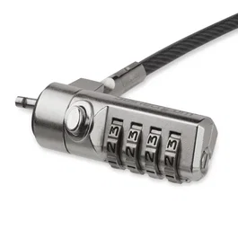StarTech LTLOCK4D Cable de Seguridad Antirrobo con Candado de Combinación de 4 Dígitos para Portátil, Cable de Acero de 2 metros, Negro y Plata