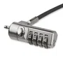StarTech LTLOCK4D Cable de Seguridad Antirrobo con Candado de Combinación de 4 Dígitos para Portátil, Cable de Acero de 2 metros, Negro y Plata