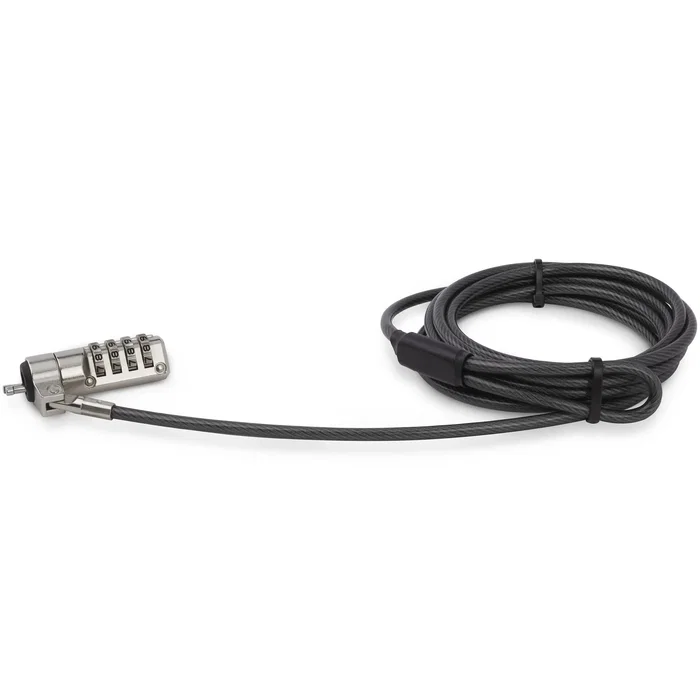 StarTech LTLOCK4D Cable de Seguridad Antirrobo con Candado de Combinación de 4 Dígitos para Portátil, Cable de Acero de 2 metros, Negro y Plata