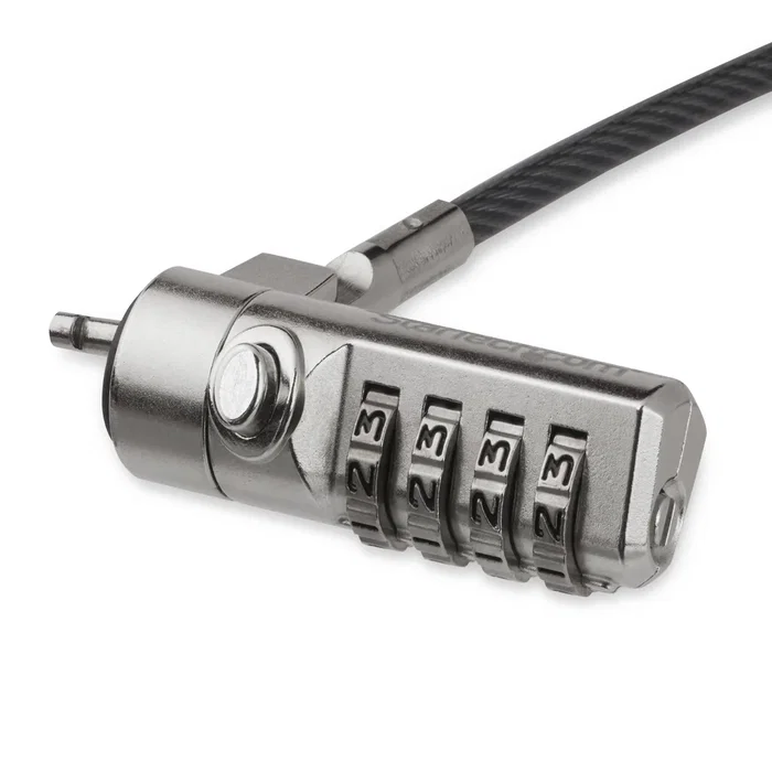 StarTech LTLOCK4D Cable de Seguridad Antirrobo con Candado de Combinación de 4 Dígitos para Portátil, Cable de Acero de 2 metros, Negro y Plata
