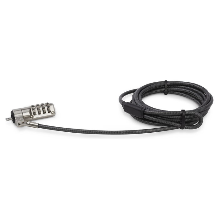 Startech LTLOCK4D Cable de Seguridad con Combinación de 4 Dígitos y Cable de Acero de 2 m, Negro y Plata