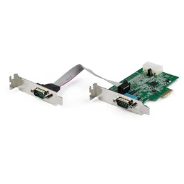 StarTech.com Tarjeta Adaptadora Serie PCI Express RS232 de 2 Puertos - PCIe a Serie DB9 - UART 16950 - Perfil Bajo para Windows y Linux