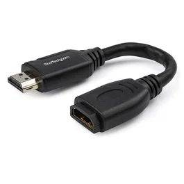 StarTech.com HD2MF6INL Cable Alargador/Extensor HDMI 2.0 Macho-Hembra 15cm, Alta Velocidad 18Gbps, 4K 60Hz, HDR, HDCP 2.2, Audio 32 Canales, Conector de Agarre, Negro