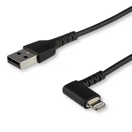 StarTech.com RUSBLTMM1MBR Cable de 1 m Lightning en Ángulo a USB A, Reforzado con Fibra de Aramida, Certificado MFI, Alivio de Tensión, Negro