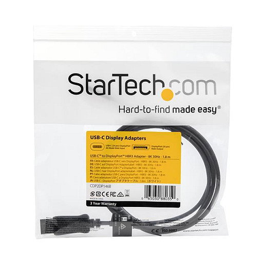 StarTech.com Adaptador de Cable de Vídeo USB Tipo C a DisplayPort 1,8 m 8K Negro StarTech.com Adaptador de Cable de Vídeo USB Tipo C a DisplayPort 1,8 m 8K Negro