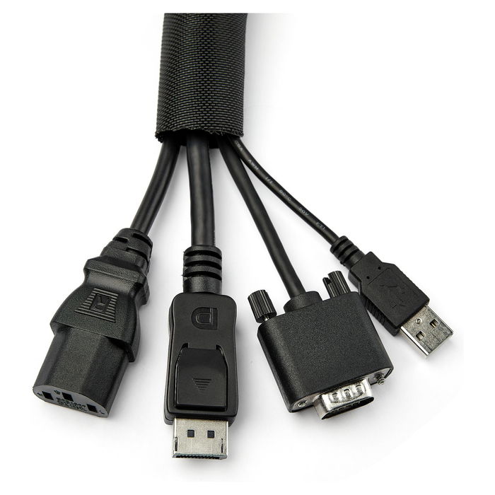 StarTech WKSTNCM2 Manga para Gestión de Cables 4.6m (15 ft), Revestimiento de Tela Recortable, Ocultador y Organizador de Cables