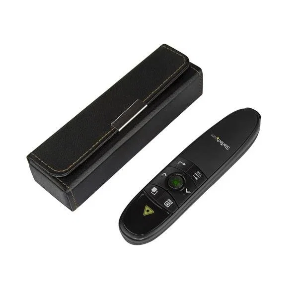 StarTech.com PRESREMOTEG Mando a Distancia para Presentaciones USB Inalámbrico con Puntero Láser Verde, 27m Alcance, Volumen, Mac y Windows