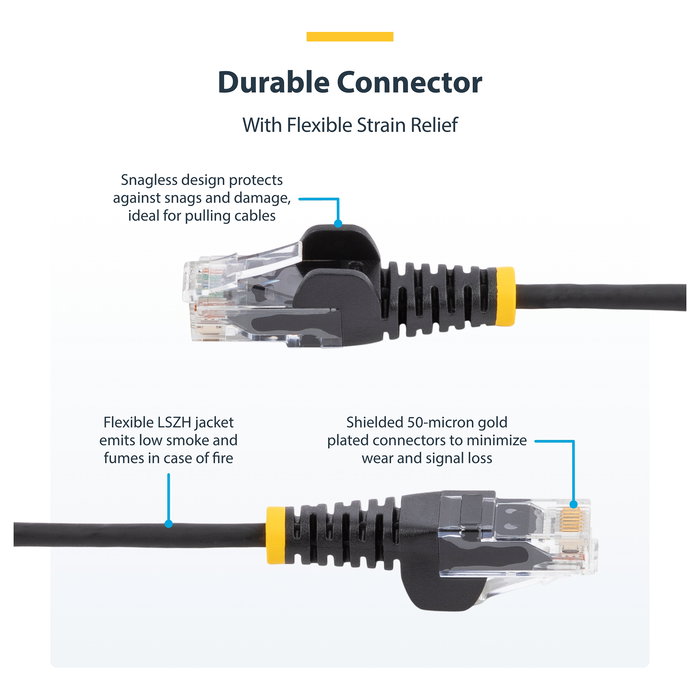 StarTech Cable de Red Ethernet 50cm Cat6 10GbE UTP LSZH para PoE 100W, Cordón de Parcheo RJ45 Sin Enredos - 6GRJ45S50CM StarTech Cable de Red Ethernet 50cm Cat6 10GbE UTP LSZH para PoE 100W, Cordón de Parcheo RJ45 Sin Enredos - 6GRJ45S50CM