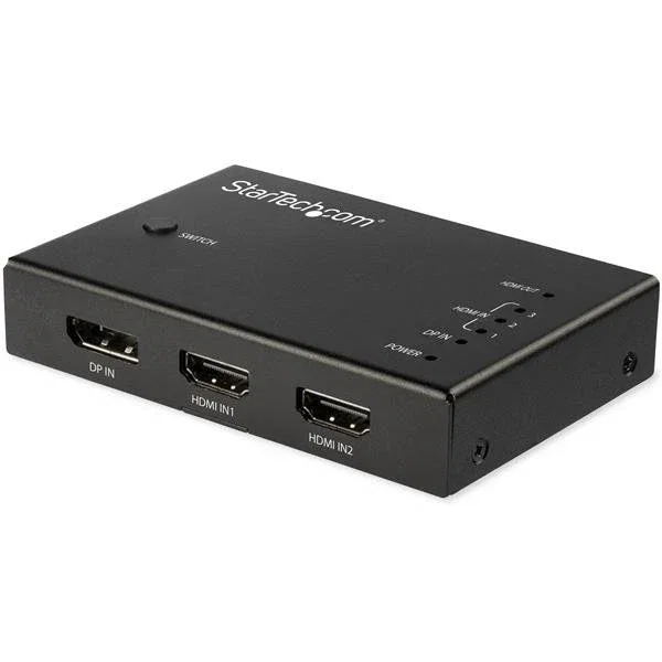 StarTech.com Conmutador de Video HDMI/DisplayPort 4 Puertos VS421HDDP - 4K@60Hz HDR Automático con Mando a Distancia para 3 Fuentes HDMI y 1 DisplayPort