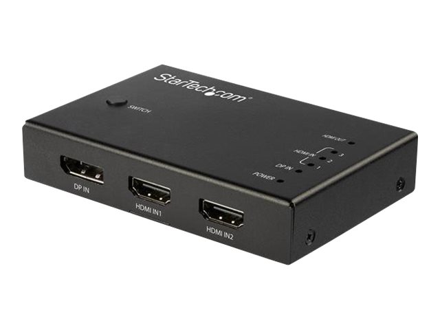 StarTech VS421HDDP Conmutador de Video HDMI/DisplayPort 4 Puertos, 3 HDMI + 1 DP, 4K 60Hz, Audio 7.1, Control Remoto