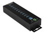 StarTech.com Hub USB 3.0 HB30A10AME - Hub Industrial con 10 Puertos USB 3.2 Gen 1, Alimentación Externa, Montaje en Carril DIN/Pared, Protección ESD y Sobretensiones