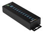 StarTech.com Hub USB 3.0 HB30A10AME - Hub Industrial con 10 Puertos USB 3.2 Gen 1, Alimentación Externa, Montaje en Carril DIN/Pared, Protección ESD y Sobretensiones