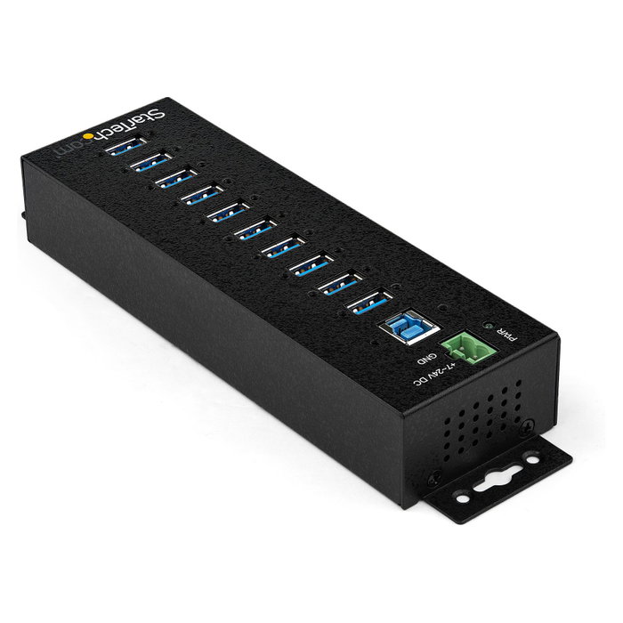 StarTech.com Hub Industrial USB 3.0 de 10 Puertos HB30A10AME con Adaptador de Corriente