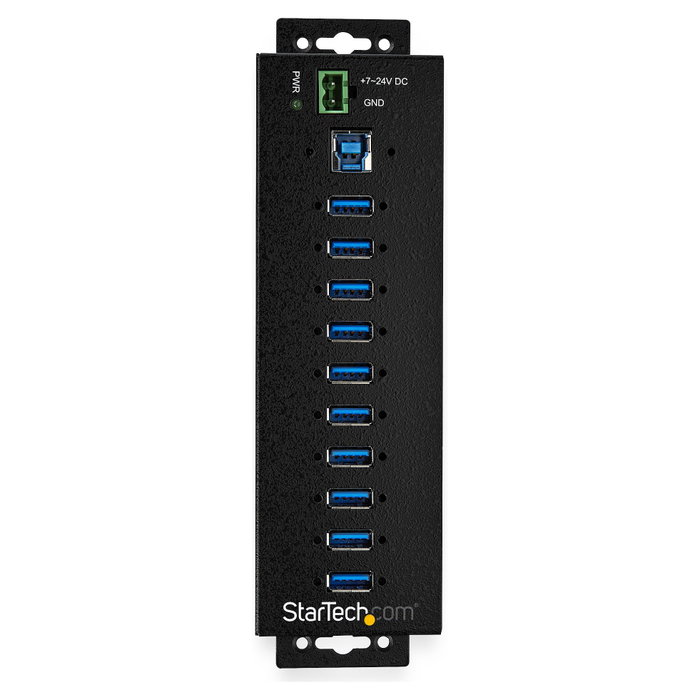 StarTech.com Hub Industrial USB 3.0 de 10 Puertos HB30A10AME con Adaptador de Corriente