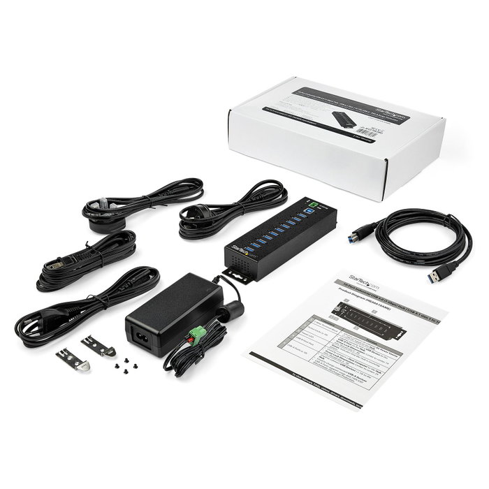 StarTech.com Hub Industrial USB 3.0 de 10 Puertos HB30A10AME con Adaptador de Corriente