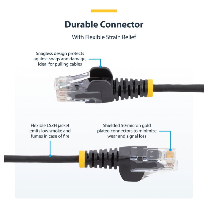 StarTech Cable de Red Cat6 UTP Slim de 3 Metros Negro 28 AWG LSZH Snagless, RoHS StarTech Cable de Red Cat6 UTP Slim de 3 Metros Negro 28 AWG LSZH Snagless, RoHS