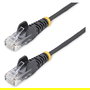 StarTech Cable de Red Cat6 UTP Slim de 3 Metros Negro 28 AWG LSZH Snagless, RoHS