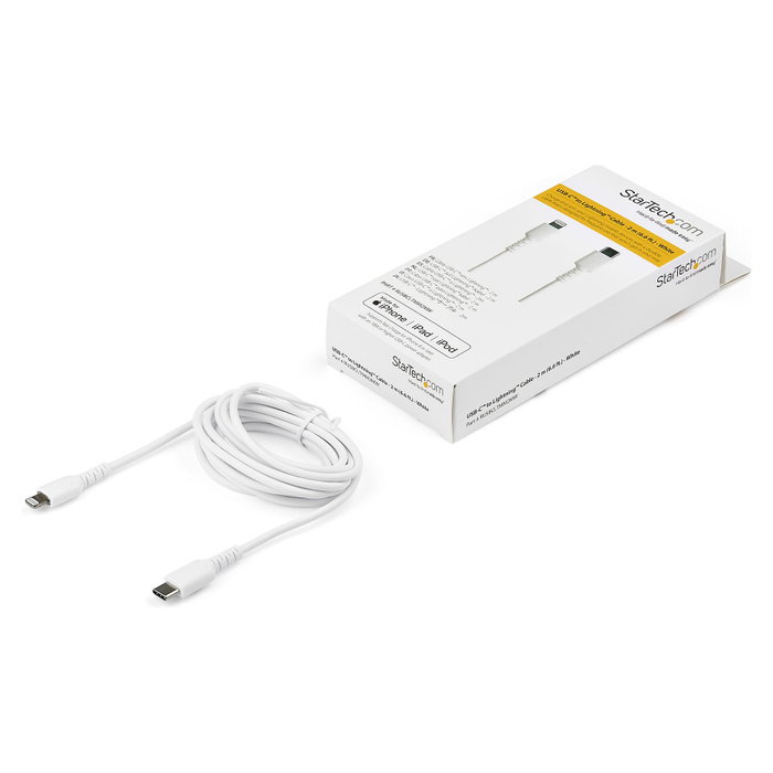 StarTech.com Cable USB-C a Lightning de 2 m, Certificado MFi, Blanco