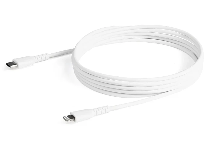 StarTech.com Cable USB-C a Lightning 2m Blanco MFi certificado RUSBCLTMM2MW - para iPhone/iPad - TPE reforzado con fibra de aramida - USB 2.0